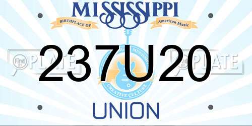 237U20 Mississippi License Plate