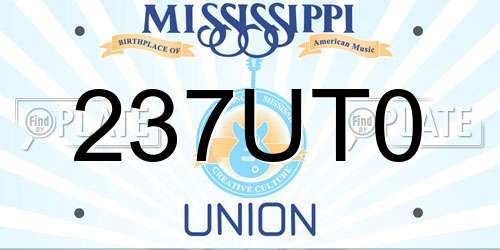 237UT0 Mississippi License Plate