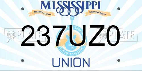 237UZ0 Mississippi License Plate
