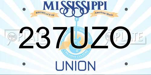 237UZO Mississippi License Plate