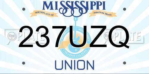 237UZQ Mississippi License Plate
