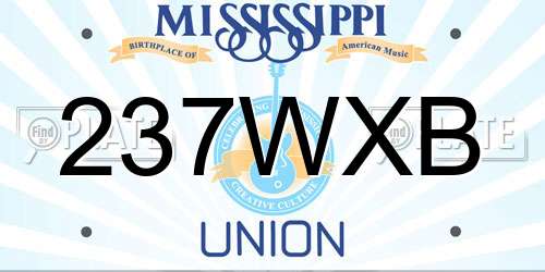237WXB Mississippi License Plate