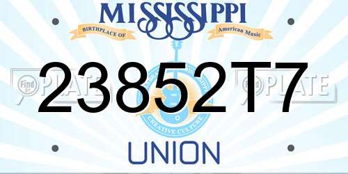 23852T7 Mississippi License Plate
