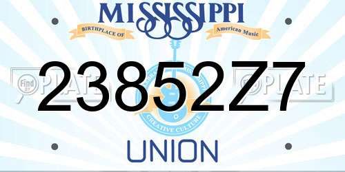 23852Z7 Mississippi License Plate