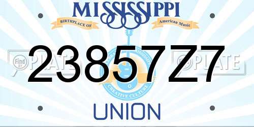 23857Z7 Mississippi License Plate