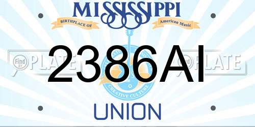 2386AI Mississippi License Plate