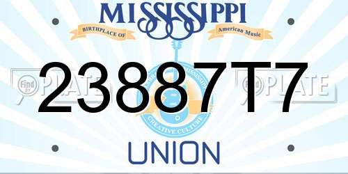 23887T7 Mississippi License Plate