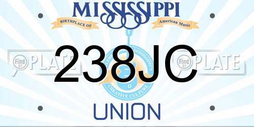 238JC Mississippi License Plate