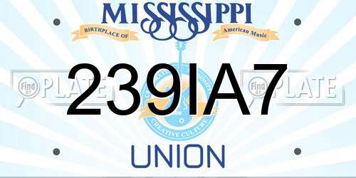 239IA7 Mississippi License Plate