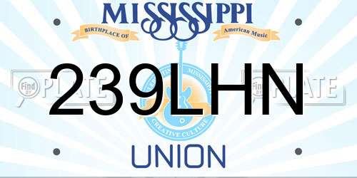 239LHN Mississippi License Plate