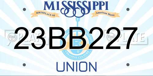 23BB227 Mississippi License Plate