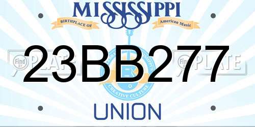 23BB277 Mississippi License Plate