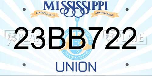 23BB722 Mississippi License Plate