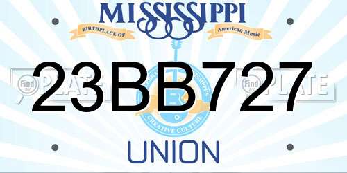 23BB727 Mississippi License Plate