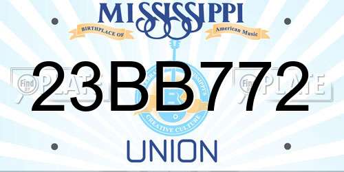 23BB772 Mississippi License Plate