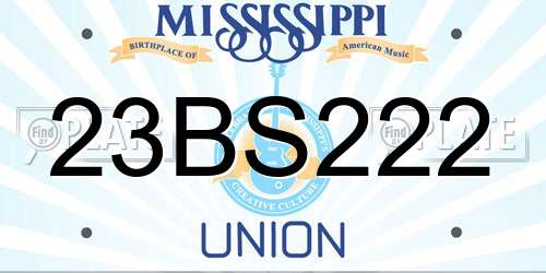 23BS222 Mississippi License Plate