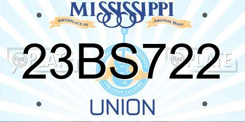 23BS722 Mississippi License Plate
