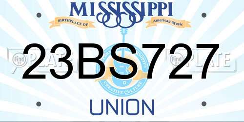 23BS727 Mississippi License Plate