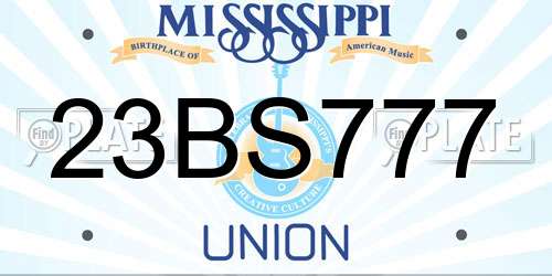 23BS777 Mississippi License Plate