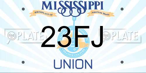 23FJ Mississippi License Plate