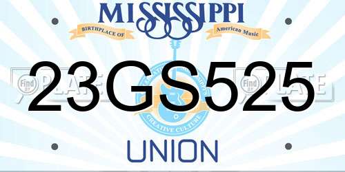 23GS525 Mississippi License Plate