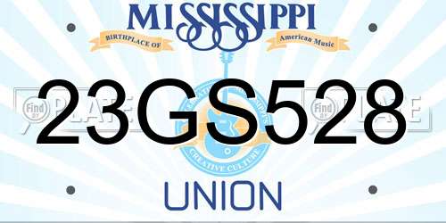 23GS528 Mississippi License Plate