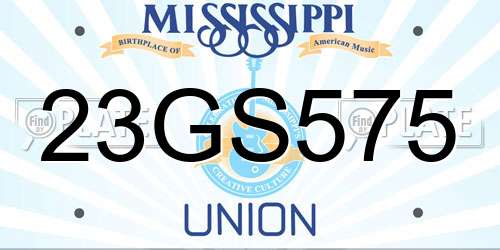 23GS575 Mississippi License Plate