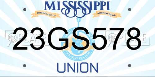 23GS578 Mississippi License Plate