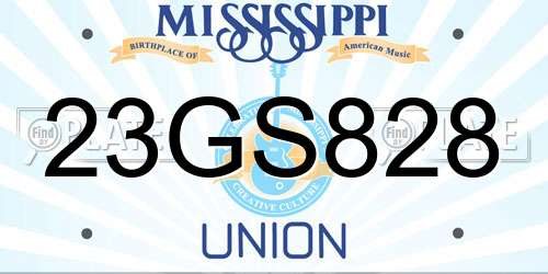 23GS828 Mississippi License Plate