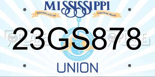 23GS878 Mississippi License Plate