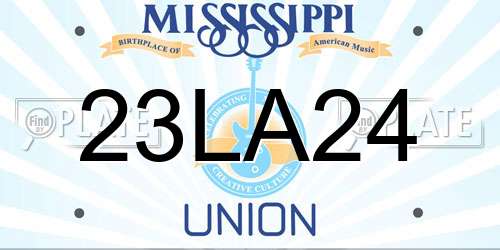 23LA24 Mississippi License Plate