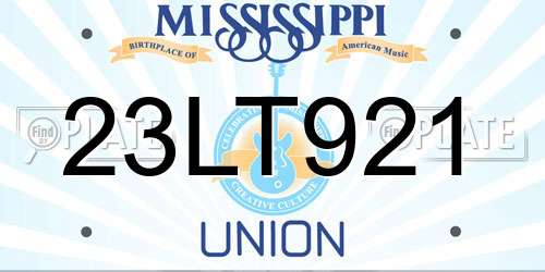 23LT921 Mississippi License Plate