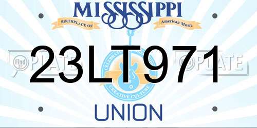 23LT971 Mississippi License Plate