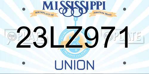 23LZ971 Mississippi License Plate