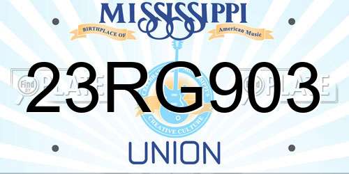 23RG903 Mississippi License Plate