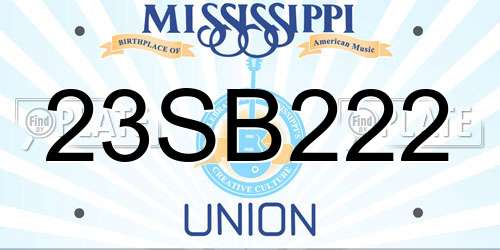 23SB222 Mississippi License Plate