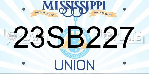 23SB227 Mississippi License Plate