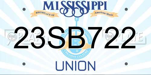 23SB722 Mississippi License Plate