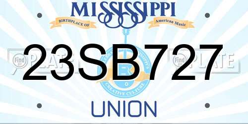 23SB727 Mississippi License Plate
