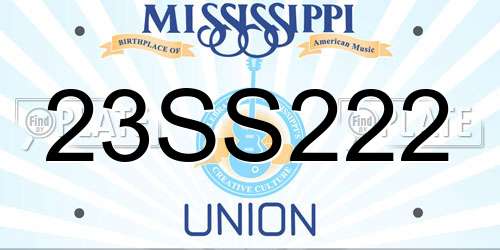 23SS222 Mississippi License Plate