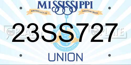 23SS727 Mississippi License Plate
