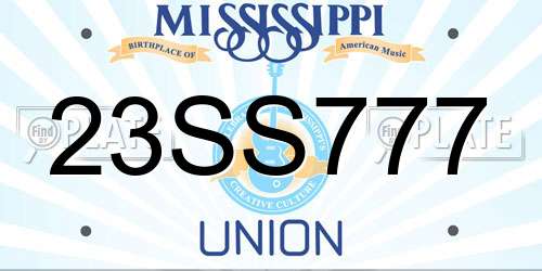 23SS777 Mississippi License Plate