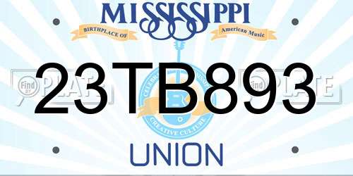 23TB893 Mississippi License Plate