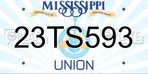 23TS593 Mississippi License Plate