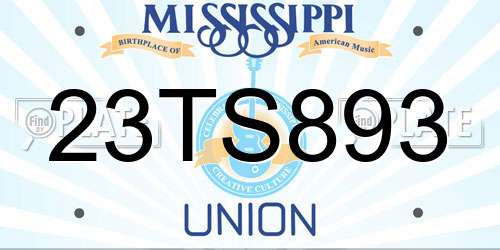 23TS893 Mississippi License Plate
