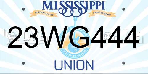 23WG444 Mississippi License Plate