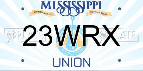 23WRX Mississippi License Plate