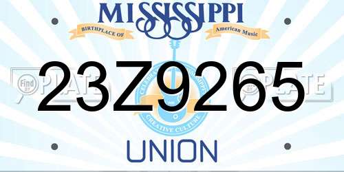 23Z9265 Mississippi License Plate