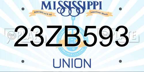23ZB593 Mississippi License Plate