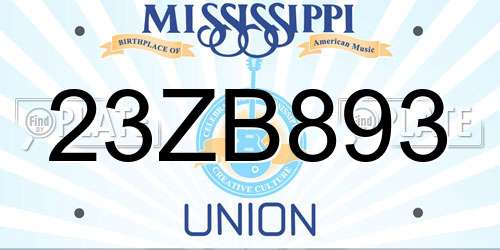 23ZB893 Mississippi License Plate